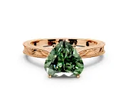 Solitaire Engagement Ring Setting for Fancy Green Heart-Shaped Center with Engraved Milgrain Band and Prong Head in Rose Gold