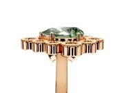 Cluster Halo Engagement Ring Setting for Fancy Green Pear-Shaped Center with Milgrain Bezel Accents and Prong Head in Rose Gold