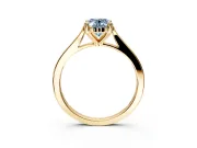 Solitaire Engagement Ring Setting for Fancy Blue Oval Center with Tapered Shoulders and Prong Head in Yellow Gold