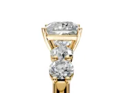 5 Stone Engagement Ring Setting for Princess Cut Center with Graduated Accents and Prong Head in Yellow Gold