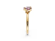 Minimalist Solitaire Engagement Ring Setting for Fancy Pink Heart-Shaped Center with Thin Band and Prong Head in Yellow Gold