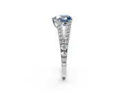 Solitaire Engagement Ring Setting for Fancy Blue Heart-Shaped Center with Pave Split Shank and Prong Head in Platinum
