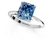 Solitaire Engagement Ring Setting for Fancy Blue Radiant Cut Center with Knife Ridge Band and Claw Prong Head in Sterling Silver