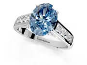 Solitaire Engagement Ring Setting for Fancy Blue Oval Center with Cathedral Channel Band and Prong Head in Platinum
