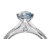 Solitaire Engagement Ring Setting for Fancy Blue Marquise Center with Milgrain Cathedral Band and Prong Head in Platinum