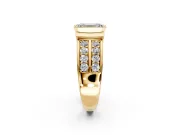 Bezel Engagement Ring Setting for Emerald Cut Center with Wide Channel-Set Band and Bezel Head in Yellow Gold