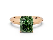Solitaire Engagement Ring Setting for Fancy Green Radiant Cut Center with Wide Knife Ridge Band and Prong Head in Rose Gold