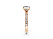 Open Basket Engagement Ring Setting for Asscher Cut Center with Pave Band and Prong Head in Rose Gold