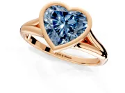 Solitaire Engagement Ring Setting for Fancy Blue Heart-Shaped Center with V Split Shank and Bezel Head in Rose Gold