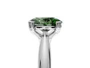 Solitaire Engagement Ring Setting for Fancy Green Oval Center with Reverse Tapered Band and Prong Head in Platinum