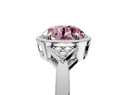 Cluster Engagement Ring Setting for Fancy Pink Round Cut Center with Milgrain Shoulder Clusters and Prong Head in Platinum