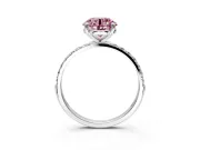 Solitaire Engagement Ring Setting for Fancy Pink Round Cut Center with Pave Accents and Prong Head in Platinum