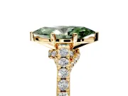 Solitaire Engagement Ring Setting for Fancy Green Marquise Center with Crossover Accents and Prong Head in Yellow Gold