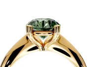 Solitaire Engagement Ring Setting for Fancy Green Round Cut Center with Reverse Tapered Band and Prong Head in Yellow Gold