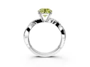 Crossover Engagement Ring Setting for Fancy Yellow Round Cut Center with Pave and Plain Strands and Prong Head in Sterling Silver