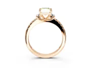 Paired Accent Engagement Ring Setting for Fancy Yellow Radiant Cut Center with Pave Band and Prong Head in Rose Gold