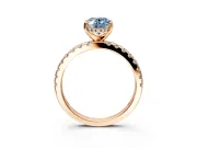 Solitaire Engagement Ring Setting for Fancy Blue Oval Center with Band of Accents and Prong Head in Rose Gold
