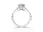 Solitaire Engagement Ring Setting for Princess Cut Center with Pave Split Shank and Prong Head in White Gold