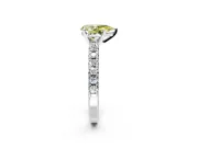Solitaire Engagement Ring Setting for Fancy Yellow Pear-Shaped Center with Large Accents and Prong Head in Platinum