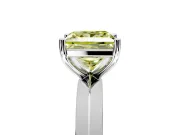 Solitaire Engagement Ring Setting for Fancy Yellow Princess Cut Center with Wide Knife Ridge Band and Prong Head in White Gold
