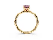 Solitaire Engagement Ring Setting for Fancy Pink Emerald Cut Center with Bamboo Band and Prong Head in Yellow Gold