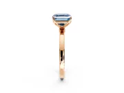 Solitaire Engagement Ring Setting for Fancy Blue Asscher Cut Center with Thin Rounded Plain Band and Prong Head in Rose Gold