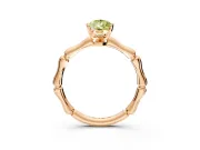 Solitaire Engagement Ring Setting for Fancy Yellow Pear-Shaped Center with Bamboo Band and Prong Head in Rose Gold