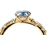 Cluster Engagement Ring Setting for Fancy Blue Oval Center with Round Cut Accent Band and Prong Head in Yellow Gold
