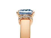 Solitaire Engagement Ring Setting for Fancy Blue Princess Cut Center with Wide Band, Pave Collar and Prong Head in Rose Gold