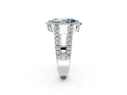 Halo Engagement Ring Setting for Fancy Blue Marquise Center with Wide-Open Pave Split Shank and Prong Head in Sterling Silver
