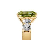 5 Stone Engagement Ring Setting for Fancy Yellow Emerald Cut Center with Plain Band and Prong Head in Yellow Gold