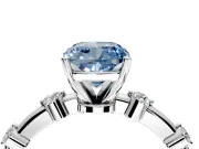 Solitaire Engagement Ring Setting for Fancy Blue Cushion Cut Center with Bezel Station Band and Prong Head in Platinum