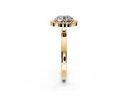 Halo Engagement Ring Setting for Round Cut Center with Thin Plain Band and Prong Head in Yellow Gold