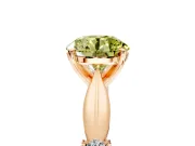 Solitaire Engagement Ring Setting for Fancy Yellow Round Cut Center with Carved Leaf Shoulders and Prong Head in Rose Gold