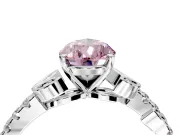Leaf Motif Engagement Ring Setting for Fancy Pink Pear-Shaped Center with Pave Band and Prong Head in Platinum