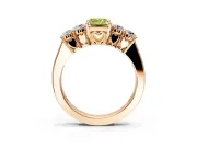 5 Stone Engagement Ring Setting for Fancy Yellow Emerald Cut Center with Equal Close-Set Accents and Prong Head in Rose Gold