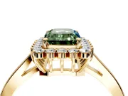 Starburst Halo Engagement Ring Setting for Fancy Green Emerald Cut Center with Flat Cathedral Band and Prong Head in Yellow Gold
