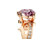 Solitaire Engagement Ring Setting for Fancy Pink Heart-Shaped Center with Pave and Plain Crossover Band and Prong Head in Rose Gold