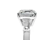 3 Stone Engagement Ring Setting for Asscher Cut Center with Baguette Accents and Prong Head in Sterling Silver