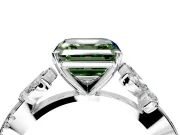 Floral Engagement Ring Setting for Fancy Green Asscher Cut Center with Trailing Marquise Accents and Prong Head in Sterling Silver