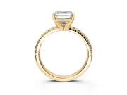Solitaire Engagement Ring Setting for Asscher Cut Center with Large Accents and Prong Head in Yellow Gold