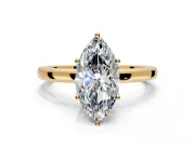 Solitaire Engagement Ring Setting for Marquise Center with Plain Band and Tulip Prong Head in Yellow Gold