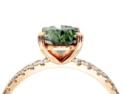 Solitaire Engagement Ring Setting for Fancy Green Oval Center with Fine Pave Narrow Band and Prong Head in Rose Gold