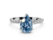 Solitaire Engagement Ring Setting for Fancy Blue Pear-Shaped Center with Fine Pave Accents and Prong Head in Platinum