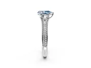 Solitaire Engagement Ring Setting for Fancy Blue Pear-Shaped Center with Pave Rail Split Shank and Prong Head in Sterling Silver