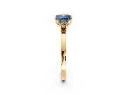 Solitaire Engagement Ring Setting for Fancy Blue Cushion Cut Center with Thin Rounded Plain Band and Prong Head in Yellow Gold