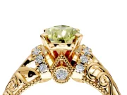 Solitaire Engagement Ring Setting for Fancy Yellow Pear-Shaped Center with Filigree Accent Basket and Prong Head in Yellow Gold
