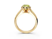 Halo Engagement Ring Setting for Fancy Yellow Cushion Cut Center with Knife Ridge Cathedral Band and Prong Head in Yellow Gold