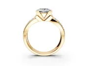 Bezel Engagement Ring Setting for Princess Cut Center with Wide Channel-Set Band and Bezel Head in Yellow Gold
