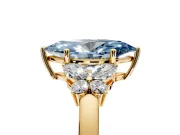 Solitaire Engagement Ring Setting for Fancy Blue Marquise Center with Marquise Flower Shoulders and Prong Head in Yellow Gold